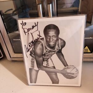 Autographed Basketball Player Photo in Black and White Meadowlark Lemon